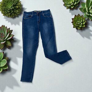 Seven 7 Blue Denim High Rise Skinny Button Fly Distressed Jeans Women's Size 12